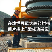 在建世界最大跨径拱桥首片拱上T梁成功架设(图2) 在建世界最大跨径拱桥首片拱上T梁成功架设(图2)